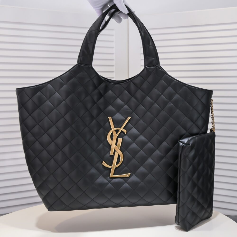 SAINT LAURENT ICARE MAXI SHOPPING BAG IN QUILTED BLACK 50CM 698651AAANG1000 - Image 6