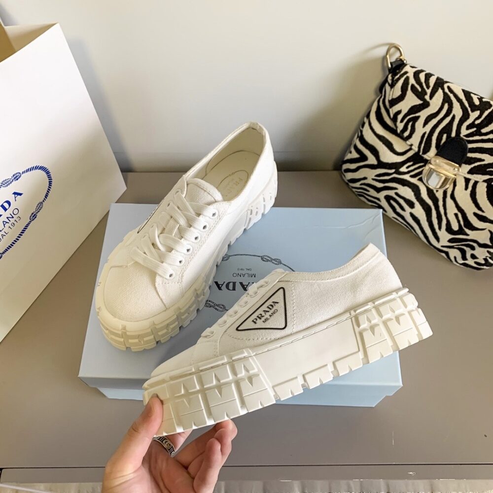 PRADA DOUBLE WHEEL RE NYLON GABARDINE SNEAKER WHITE 1E260M 3LFX F0009 F B050 - Image 5
