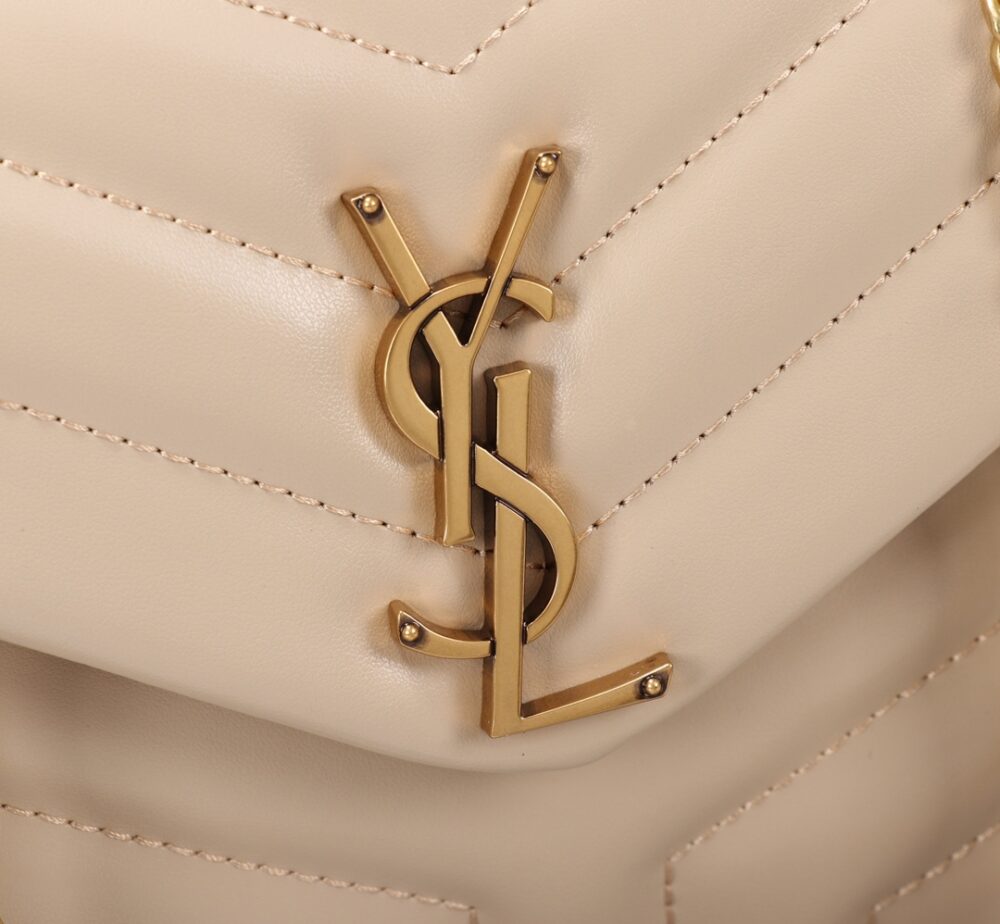 SAINT LAURENT LOULOU SMALL CHAIN BAG IN MATELASSÉ Y DARK BEIGE GOLD 25CM 494699DV7272721 - Image 5