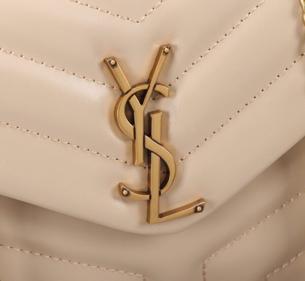 SAINT LAURENT LOULOU SMALL CHAIN BAG IN MATELASSÉ Y DARK BEIGE GOLD 25CM 494699DV7272721 - Image 5