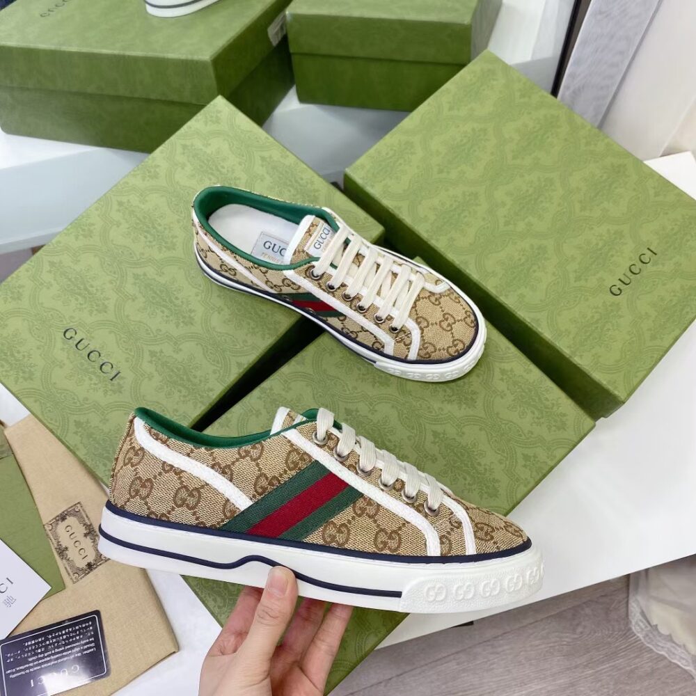 GUCCI TENNIS 1977 SNEAKER BEIGE ABONY 606111 HVK20 9766 - Image 2