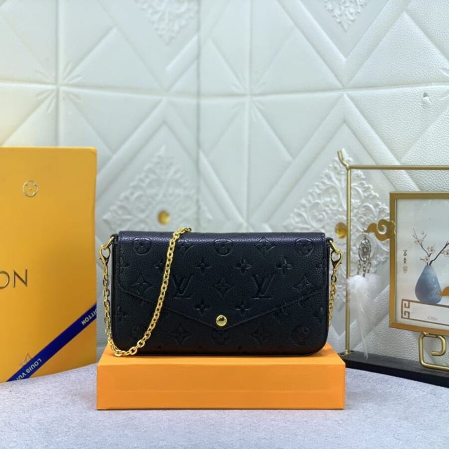 Alternative view of Louis Vuitton Félicie Pochette Monogram Empreinte Leather Crossbody Bag Black 21cm M82477
