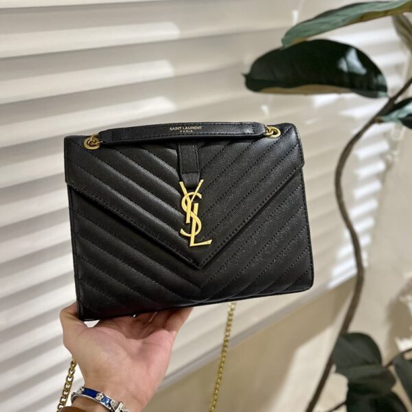 SAINT LAURENT CASSANDRE MATELASSÉ LEATHER FLAP BAG BLACK 24CM - Image 2