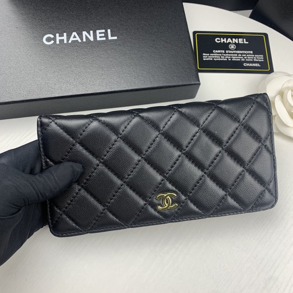 CHANEL QUILTED CLASSIC LONG FLAP WALLET BLACK 19CM - Image 2