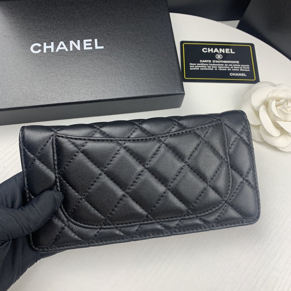 CHANEL QUILTED CLASSIC LONG FLAP WALLET BLACK 19CM - Image 3