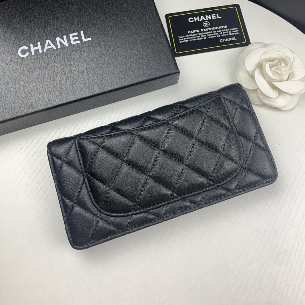 CHANEL QUILTED CLASSIC LONG FLAP WALLET BLACK 19CM - Image 4