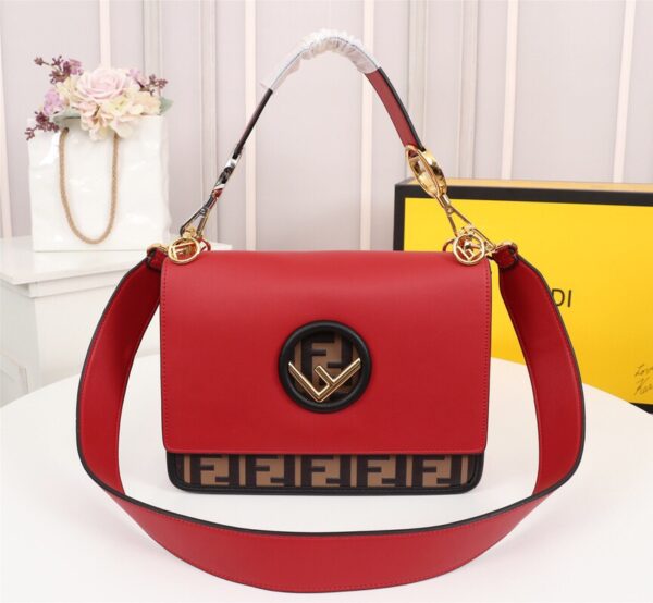 FENDI KAN I F LOGO RED BAG 25CM - Image 3