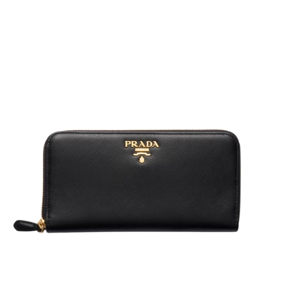 PRADA LARGE SAFFIANO LEATHER WALLET BLACK 19CM 1ML506 QWA F0002