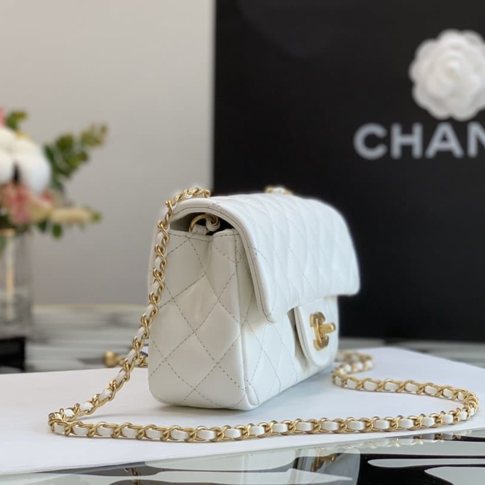 CHANEL MINI FLAP BAG WITH PEARLS WHITE 20CM AS1787 B02916 10601 - Image 5