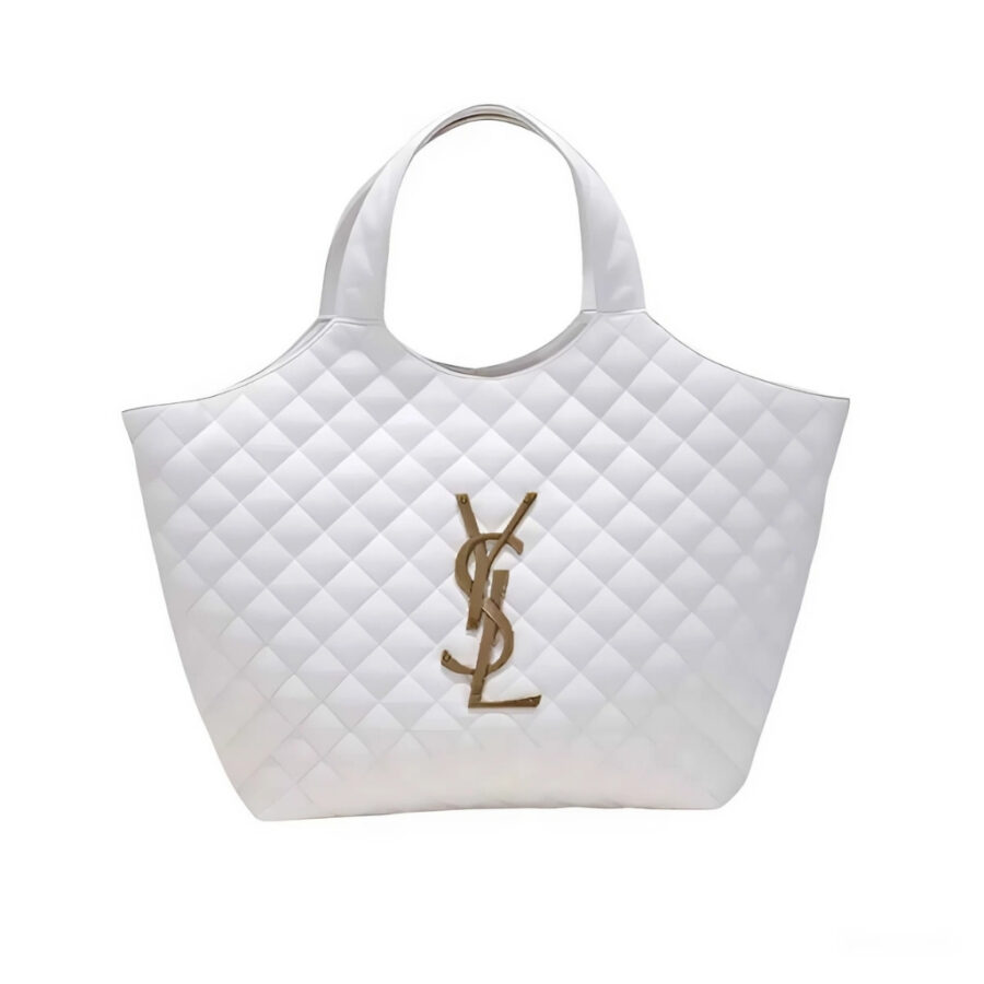 Saint Laurent Icare Maxi Shopping Bag In Quilted White 50Cm