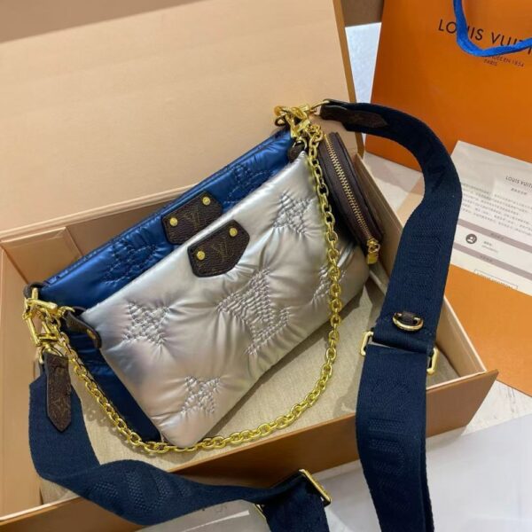 LOUIS VUITTON MAXI MULTI POCHETTE ACCESSOIRES NAVY AND SILVER 23CM M21057 - Image 2