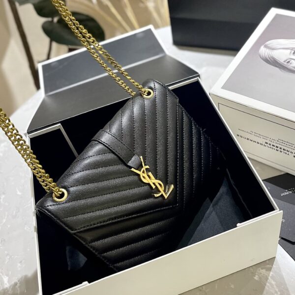 SAINT LAURENT CASSANDRE MATELASSÉ LEATHER FLAP BAG BLACK 24CM - Image 4