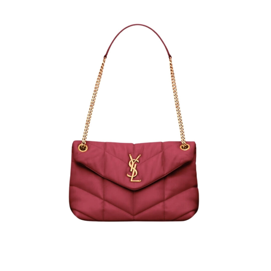 Saint Laurent Puffer Small In Leather Gold Hardware Red 29Cm