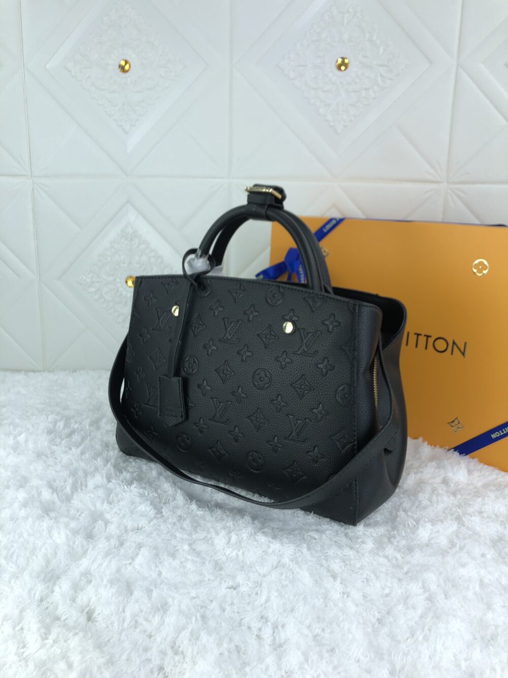 LOUIS VUITTON MONTAIGNE MM MONOGRAM EMPREINTE LEATHER BLACK 33CM M41048 - Image 6