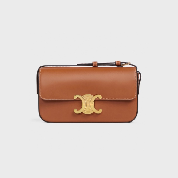 CELINE TRIOMPHE SHOULDER BAG IN SHINY BROWN 194143BFN04LU