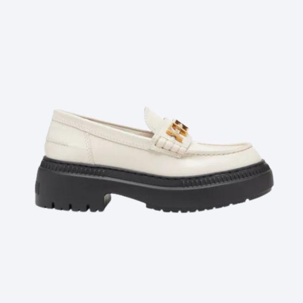 FENDIGRAPHY SMOOTH LEATHER LOAFERS WHITE 8D838369FF1IYW