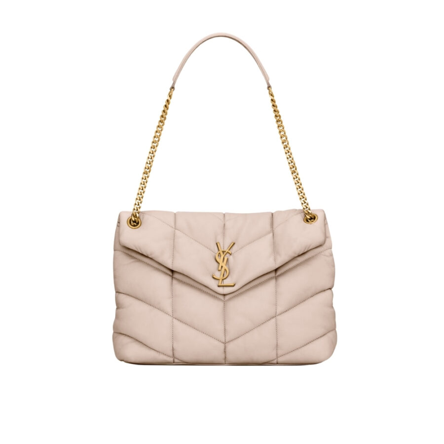 Saint Laurent Puffer Medium In Leather Gold Hardware Beige 35cm 5774751EL072721