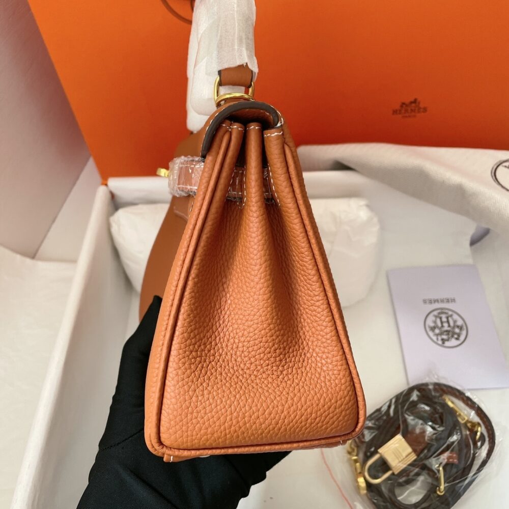 HERMES KELLY SELLIER ROUGE EPSOM GOLD HARDWARE BROWN 20CM - Image 3