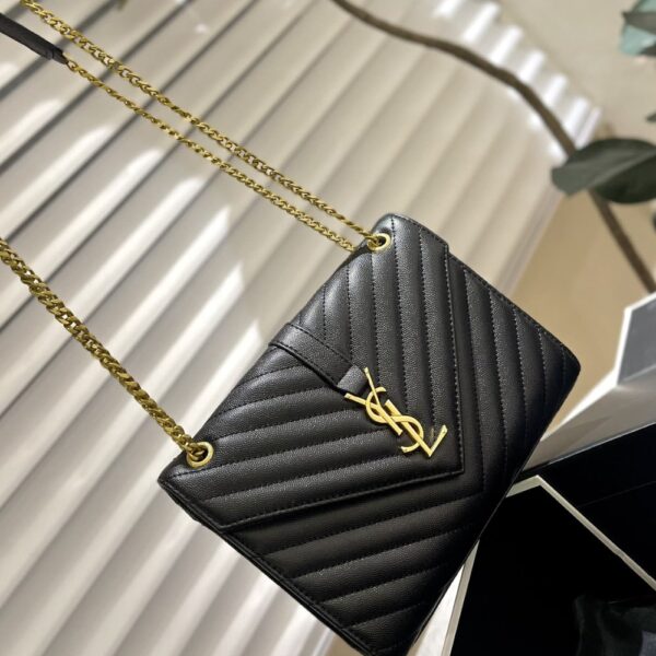 SAINT LAURENT CASSANDRE MATELASSÉ LEATHER FLAP BAG BLACK 24CM - Image 3