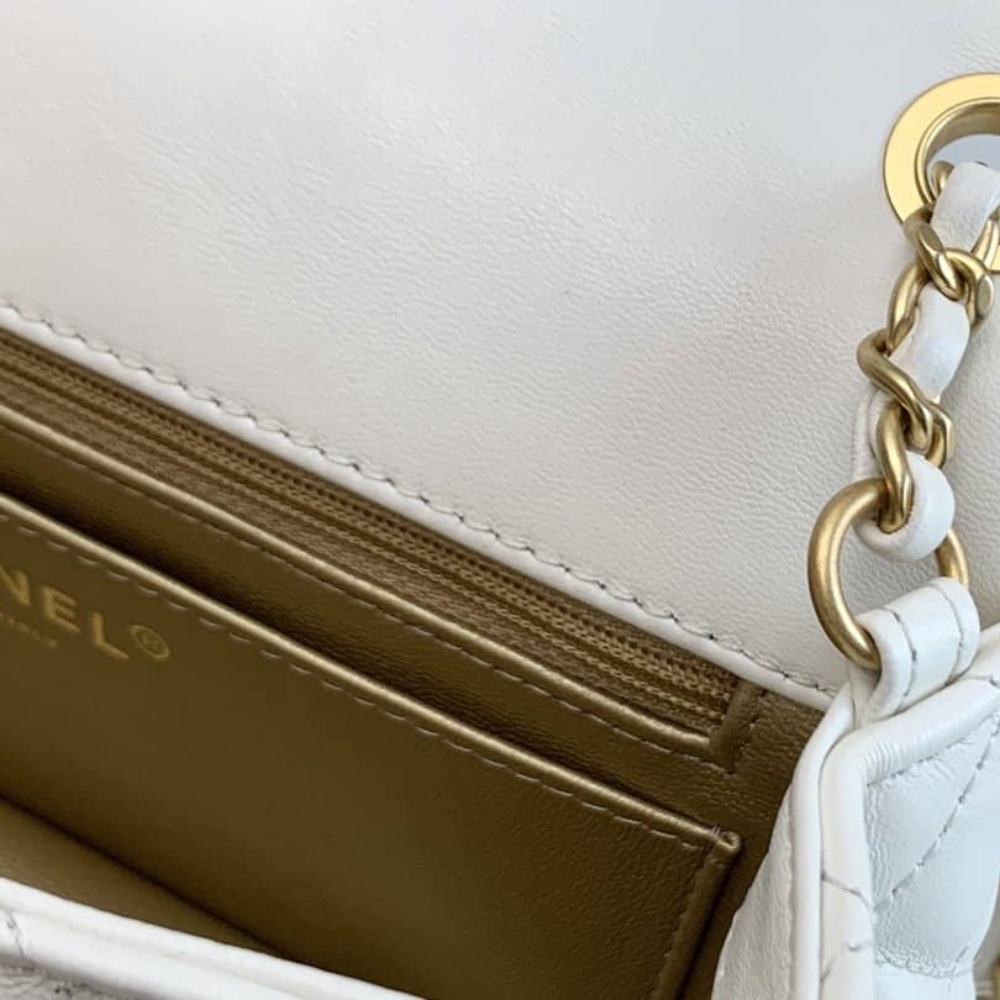 CHANEL MINI FLAP BAG WITH PEARLS WHITE 20CM AS1787 B02916 10601 - Image 8