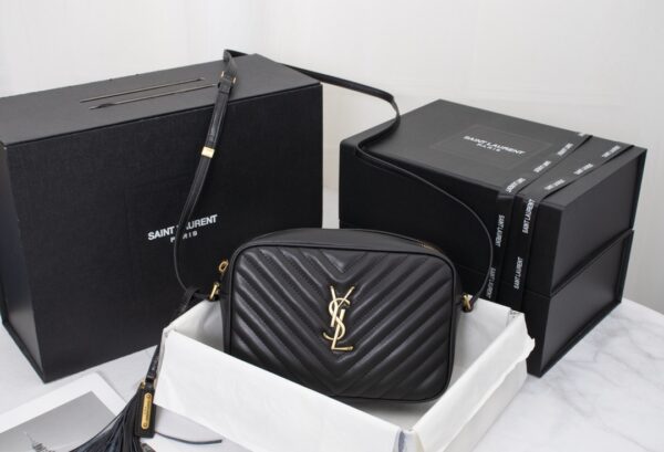 SAINT LAURENT LOU CAMERA BAG IN QUILTED BLACK GOLD LEATHER 23CM 612544DV7071000 - Image 9