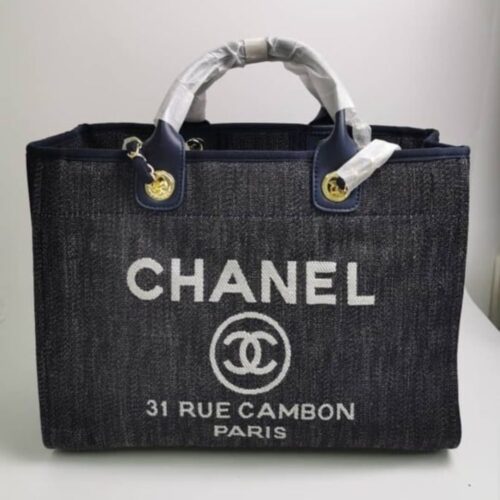Alternative view of Chanel Medium Deauville Canvas Tote Blue 38Cm