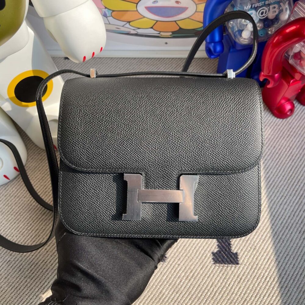 HERMES CONSTANCE 18 EPSOM BLACK SILVER HARDWARE 18CM - Image 2