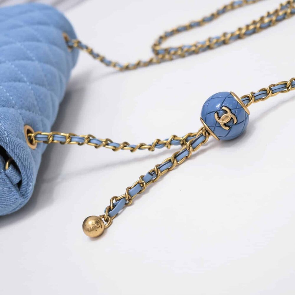 CHANEL MINI FLAP HANDLE DENIM BLUE 20CM - Image 9