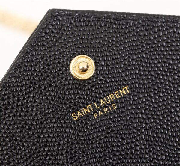 SAINT LAURENT CASSANDRE MATELASSÉ CHAIN WALLET IN GRAIN DE POUDRE EMBOSSED BLACK GOLD 22CM 377828BOW011000 - Image 4