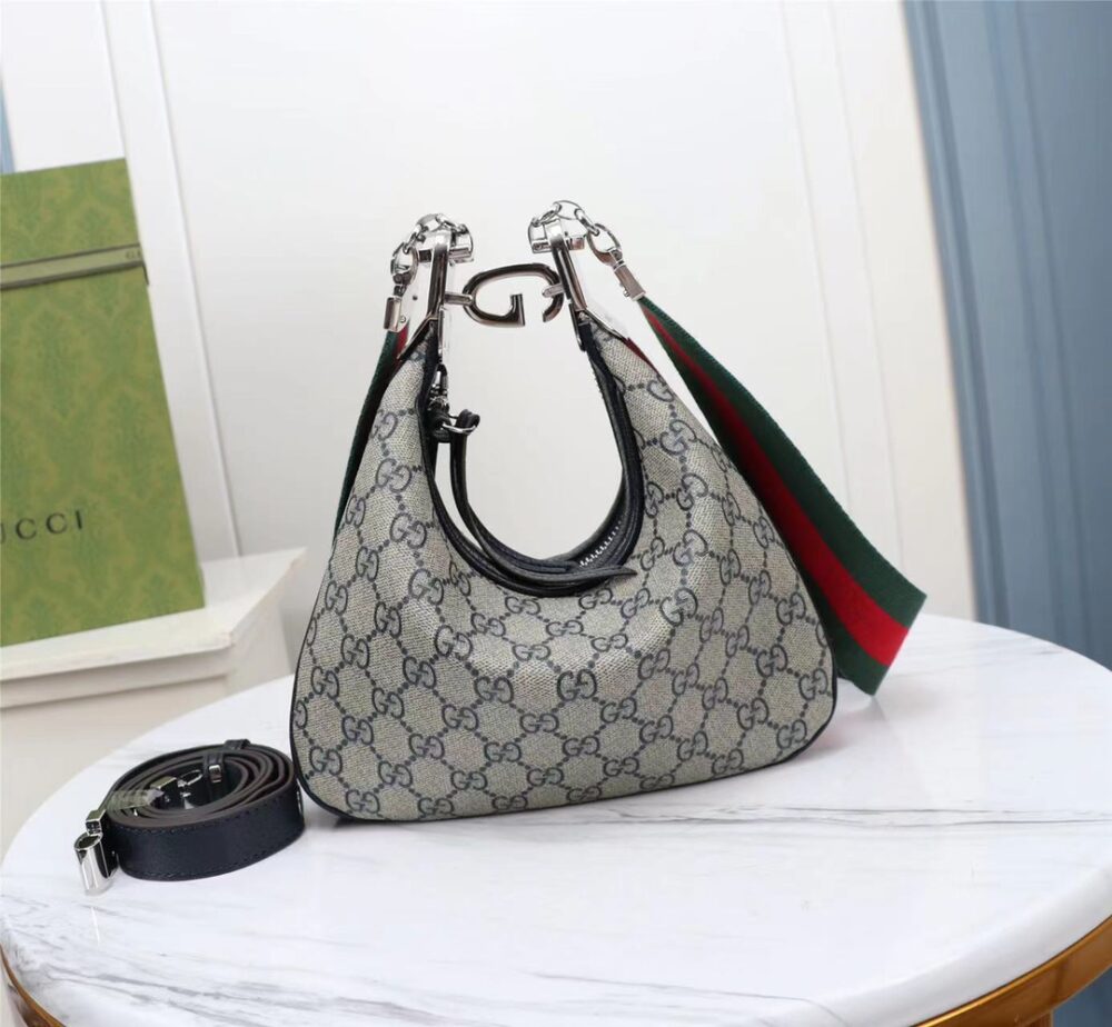 GUCCI ATTACHE SMALL SHOULDER BAG BEIGE AND BLUE 23CM 699409 96GRN 4082 - Image 2