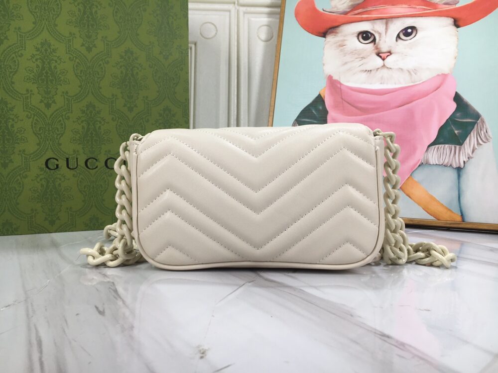 GUCCI WOMEN'S NATURAL GG MARMONT LEATHER BAG WHITE 16.5CM 699757 UM8KV 9022 - Image 2