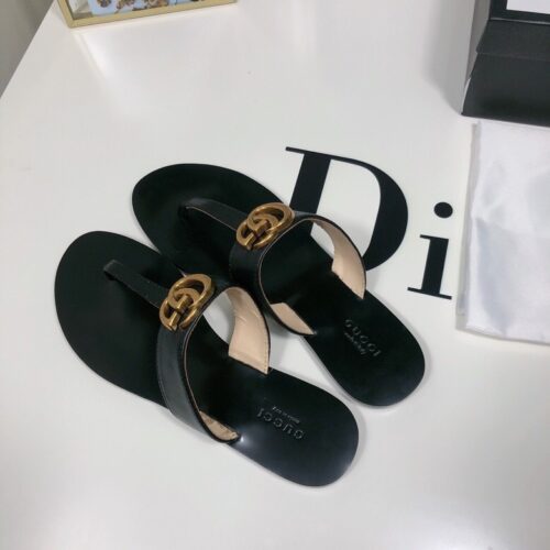 Alternative view of Gucci Double G Thong Leather Black ‎497444 A3N00 1000