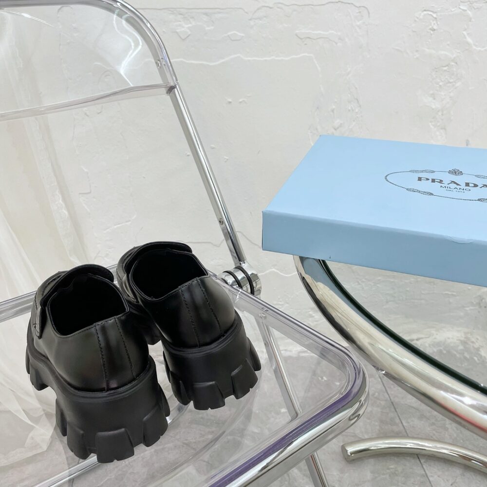 PRADA MONOLITH BRUSHED LEATHER LOAFERS BLACK 2DE129 B4L F0002 - Image 7