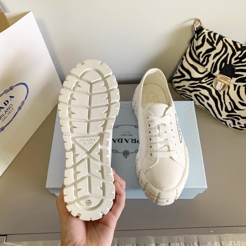 PRADA DOUBLE WHEEL RE NYLON GABARDINE SNEAKER WHITE 1E260M 3LFX F0009 F B050 - Image 7