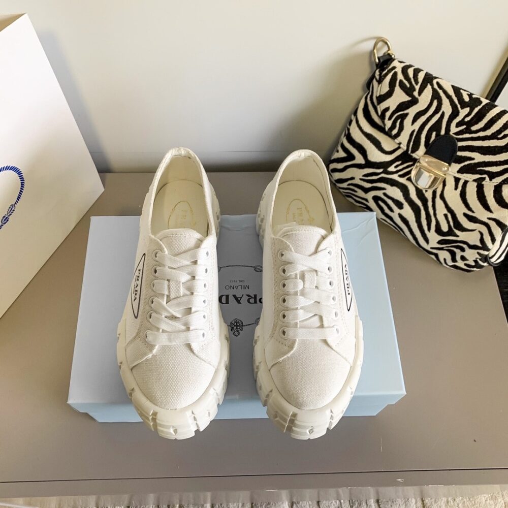 PRADA DOUBLE WHEEL RE NYLON GABARDINE SNEAKER WHITE 1E260M 3LFX F0009 F B050 - Image 6