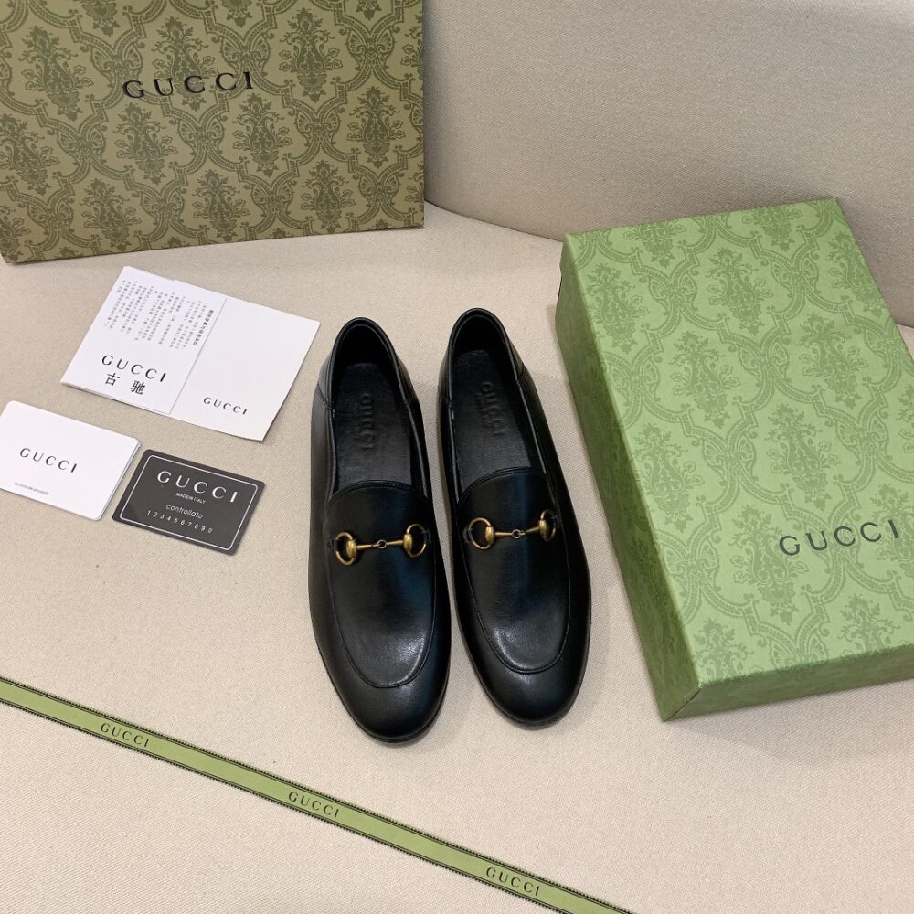 GUCCI WOMEN'S LEATHER HORSEBITS LOAFERS BLACK 414998 DLC00 1000 - Image 2
