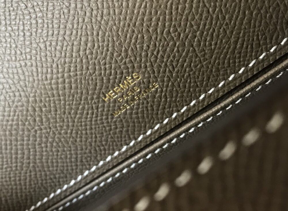 HERMES MINI KELLY POCHETTE GOLD TONED HARDWARE DARK BEIGE 22CM - Image 8