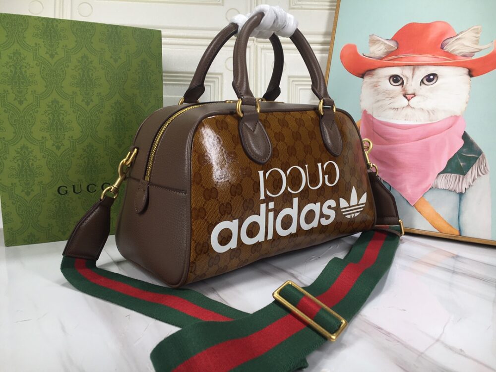 GUCCI x ADIDAS MINI DUFFLE BAG BROWN 31.5CM 702397 UVSFT 7268 - Image 4