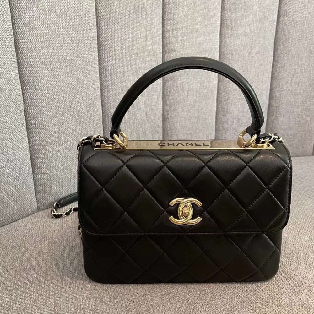 Chanel Flap Bag With Top Handle Bag With Gold Metal Black 25Cm A92236 Y60767 94305 - Image 3