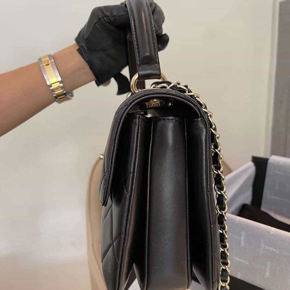 Chanel Flap Bag With Top Handle Bag With Gold Metal Black 25Cm A92236 Y60767 94305 - Image 4