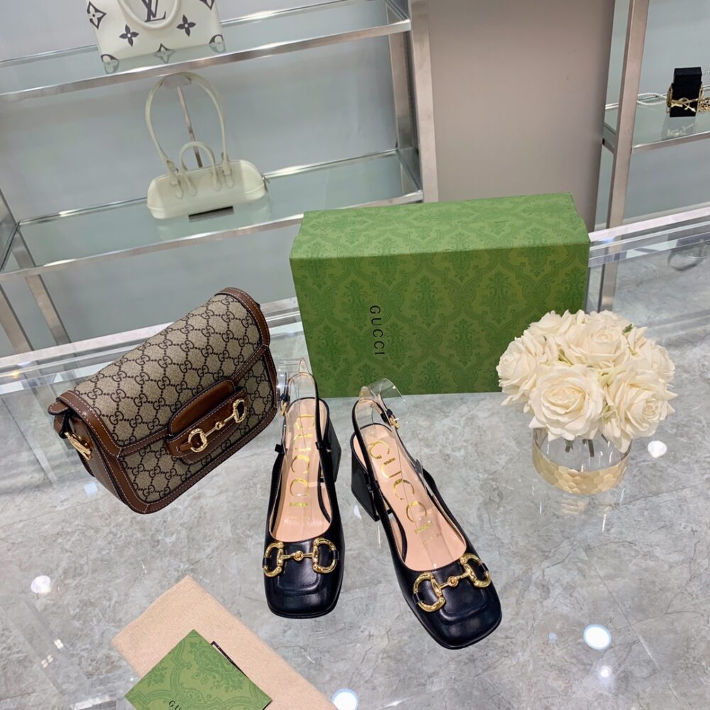 GUCCI WOMEN'S MID HEEL SLINGBACK WITH HORSEBIT BLACK ‎643892 C9D00 1000 - Image 10