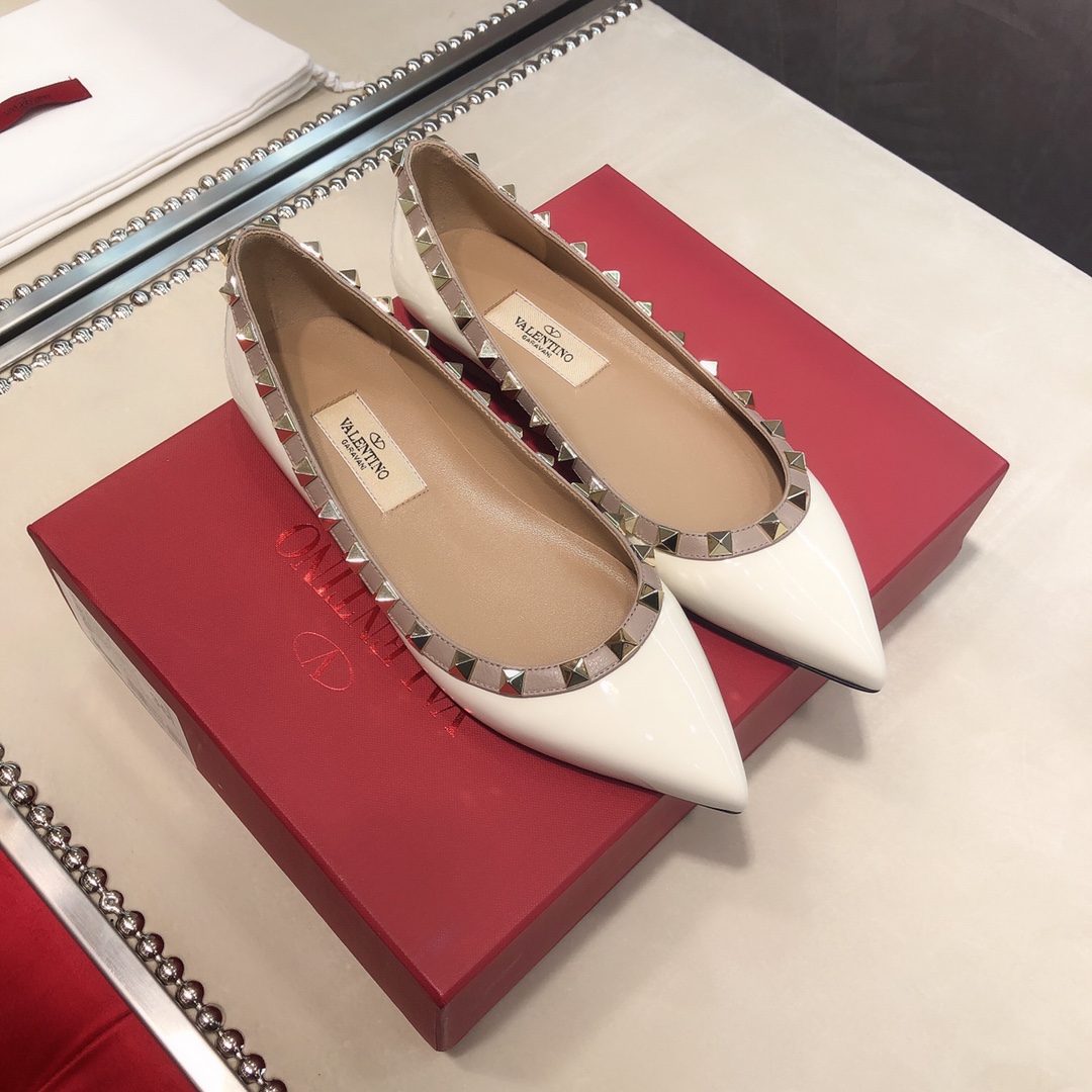 Valentino Patent Rockstud Ballet Flat White W2S0403VNW L62 - Image 4