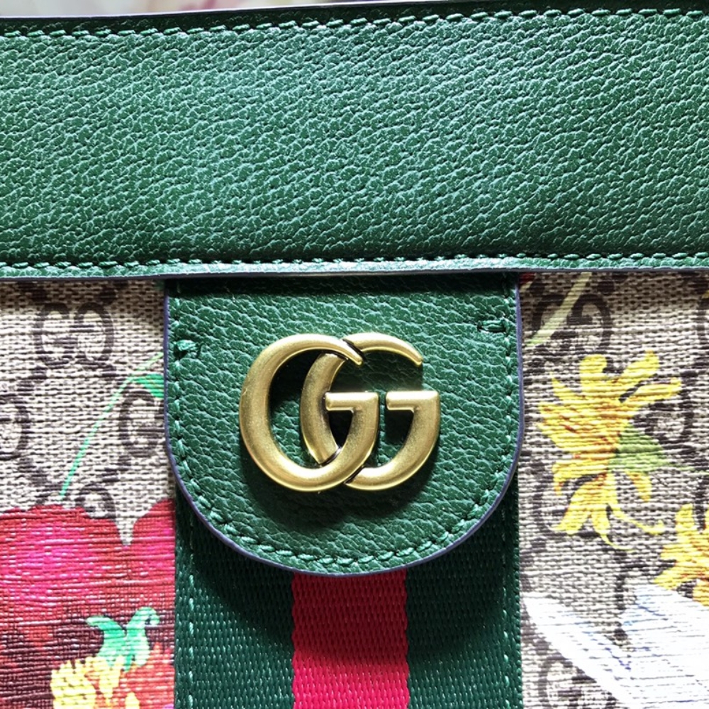 GUCCI OPHIDIA GG FLORA MEDIUM TOTE GREEN 44CM - Image 4