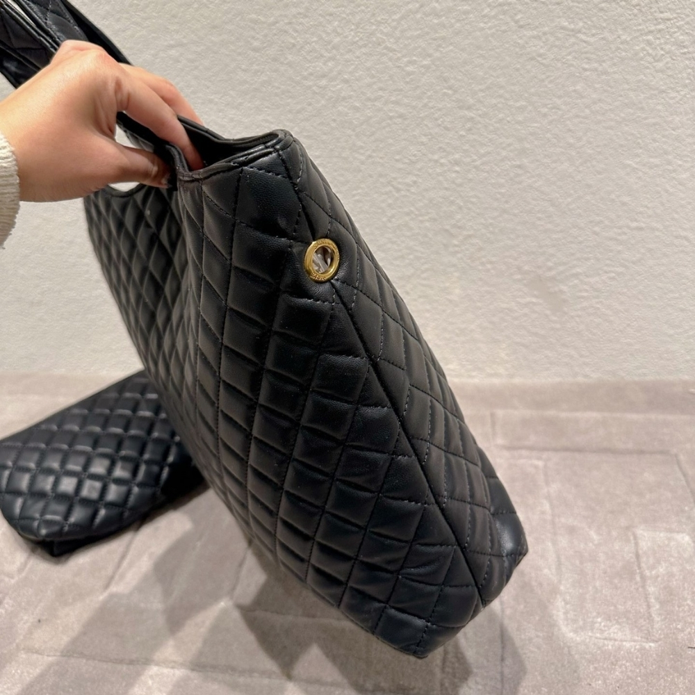 Saint Laurent Icare Shopping Bag In Quilted Gold Hardware Black 40Cm - Image 3