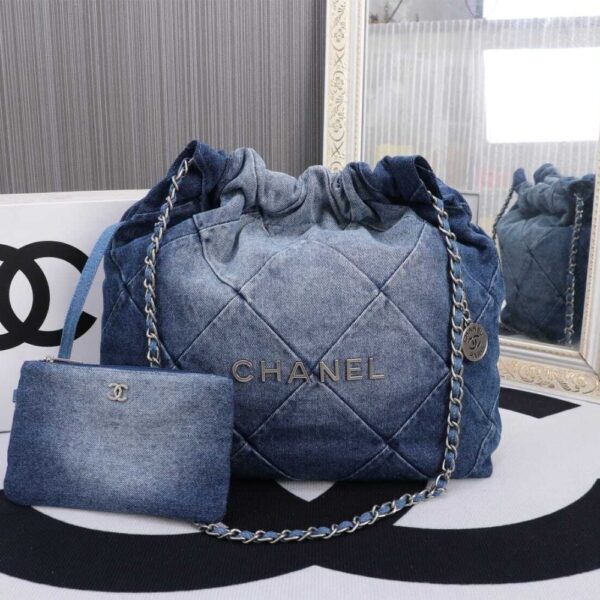 CHANEL 22 HANDBAG WASHED DENIM AS3261 B10439 NM981 - Image 2