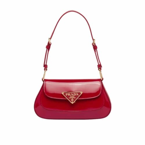 Prada Patent Leather Shoulder Bag In Cherry Red 25Cm 1Bd355 069 F0E06 V Hto