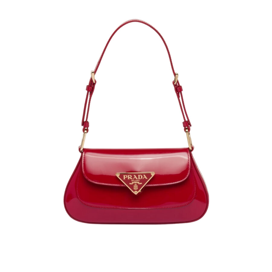 PRADA PATENT LEATHER SHOULDER BAG IN CHERRY RED 25CM 1BD355 069 F0E06 V HTO