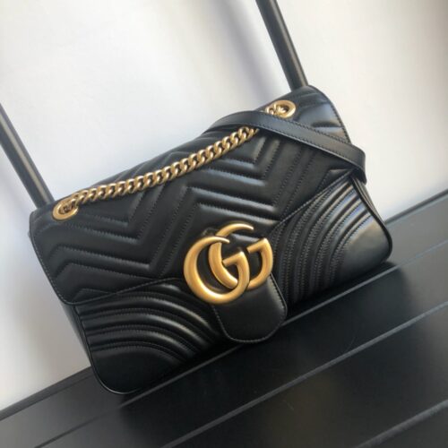 Alternative view of Gucci Marmont Medium Matelassé Shoulder Bag Black 26cm 443496 DTDIT 1000