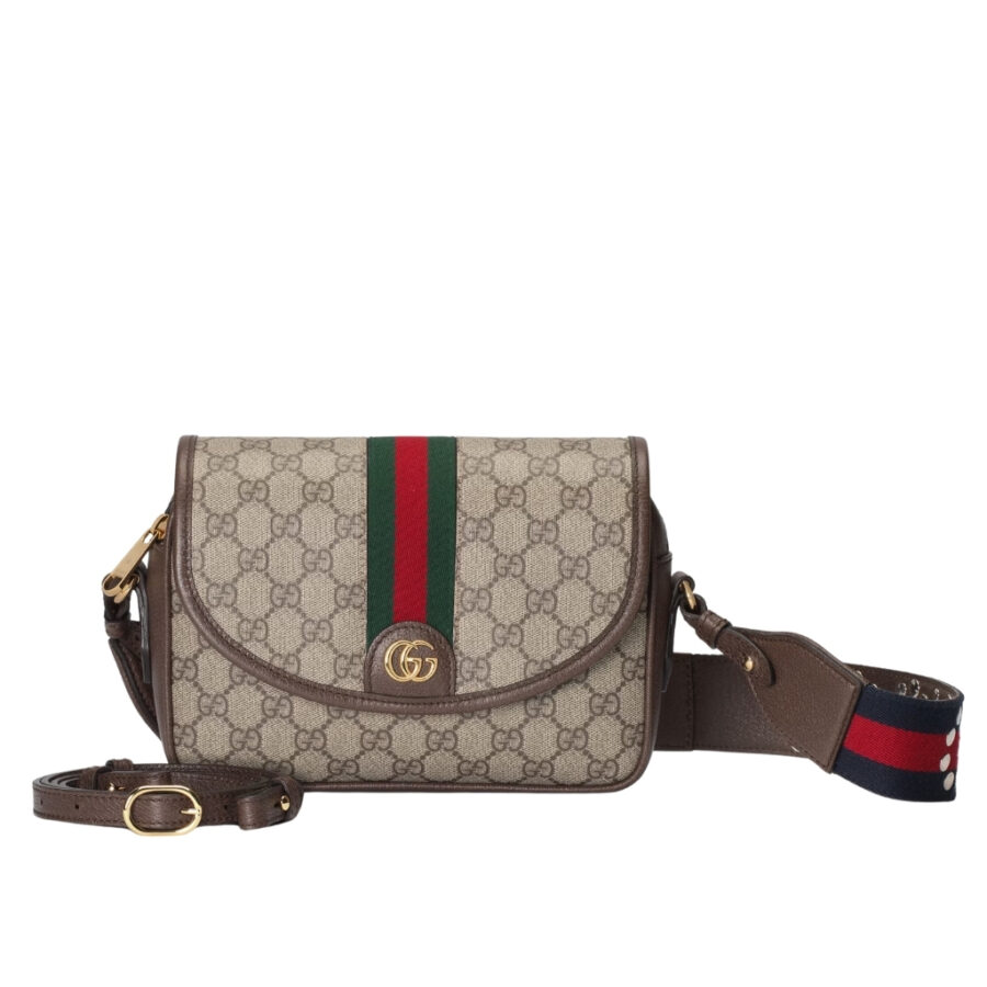 Gucci Ophidia Small Shoulder Bag Beige And Dark Brown GG Supreme 23Cm ‎722117 FAAX3 9789