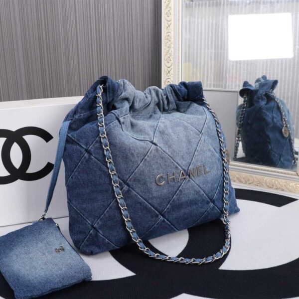 CHANEL 22 HANDBAG WASHED DENIM AS3261 B10439 NM981 - Image 4